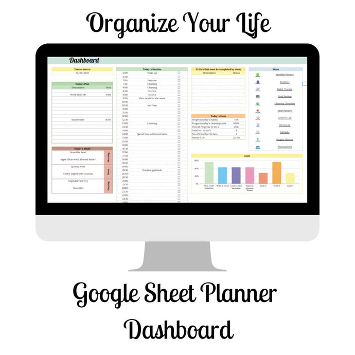 Organize Your Life: Google Sheet Life Planner Dashboard