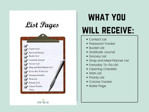 Printable List Pages