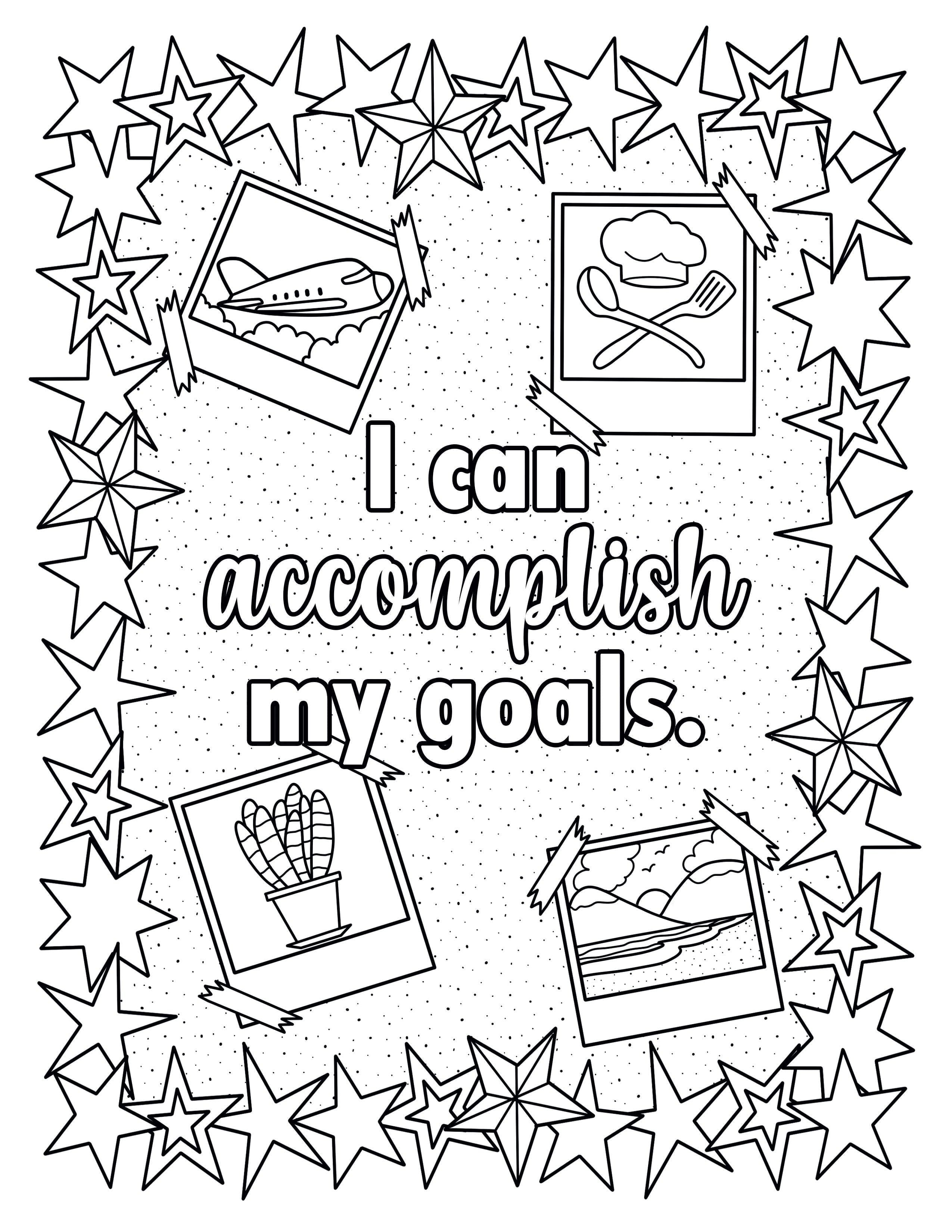 Goal Goals Setting Coloring Worksheet Pages School Kids Sheet ...