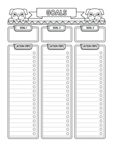 B&W (Colorable) Printable Planner Pages- Dogs