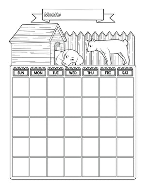 B&W (Colorable) Printable Planner Pages- Dogs
