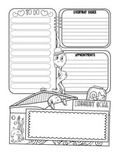 Load image into Gallery viewer, B&amp;W (Colorable) Printable Planner Pages- Octopus