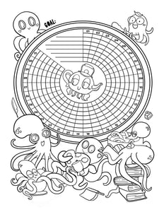 B&W (Colorable) Printable Planner Pages- Octopus