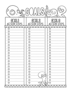 B&W (Colorable) Printable Planner Pages- Octopus