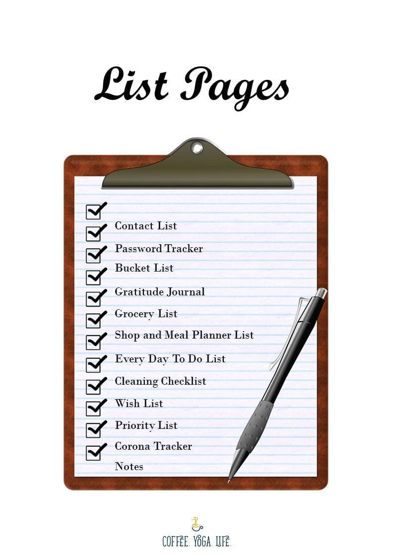 Printable List Pages